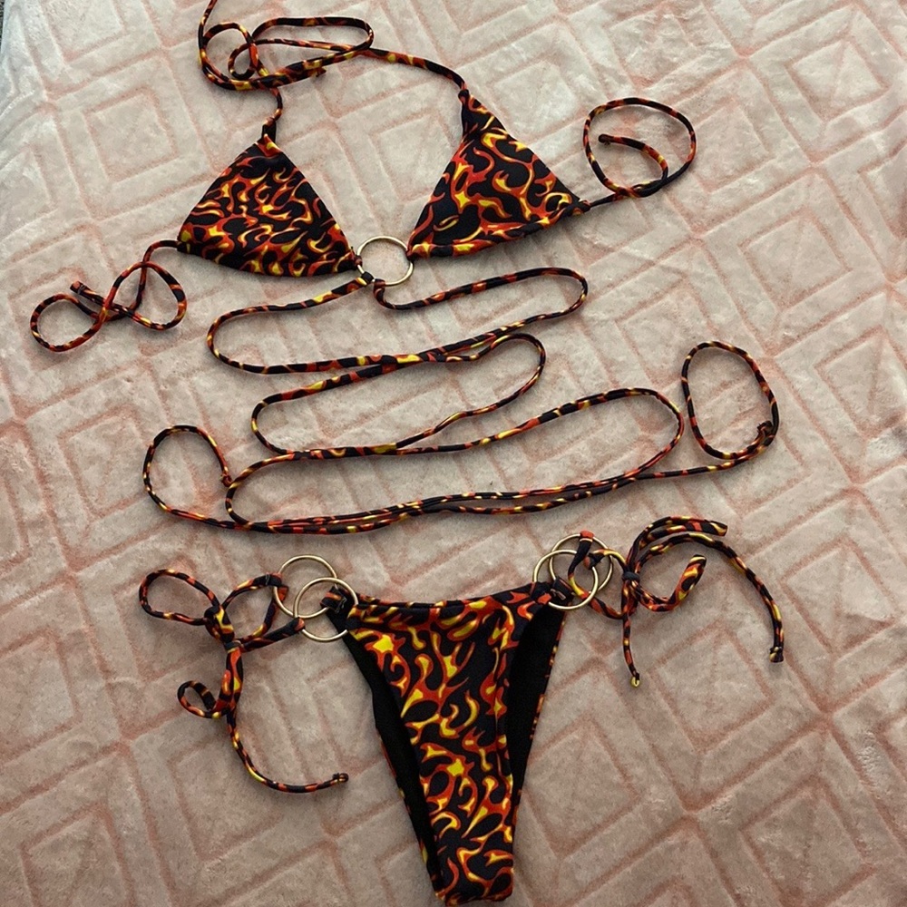 Strappy fire bikini